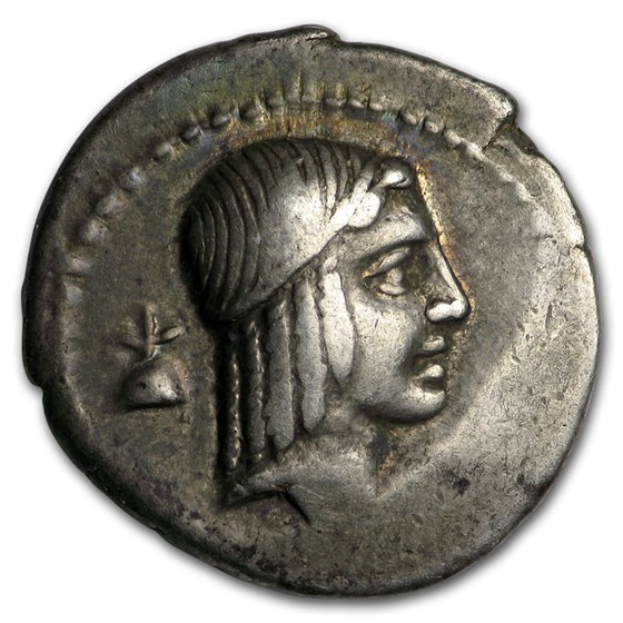Roman Silver Denarius C. Piso Frugi (67 or 61 BC) Ch VF Roman Silver Denarius C. Piso Frugi (67 or 61 BC) Ch VF